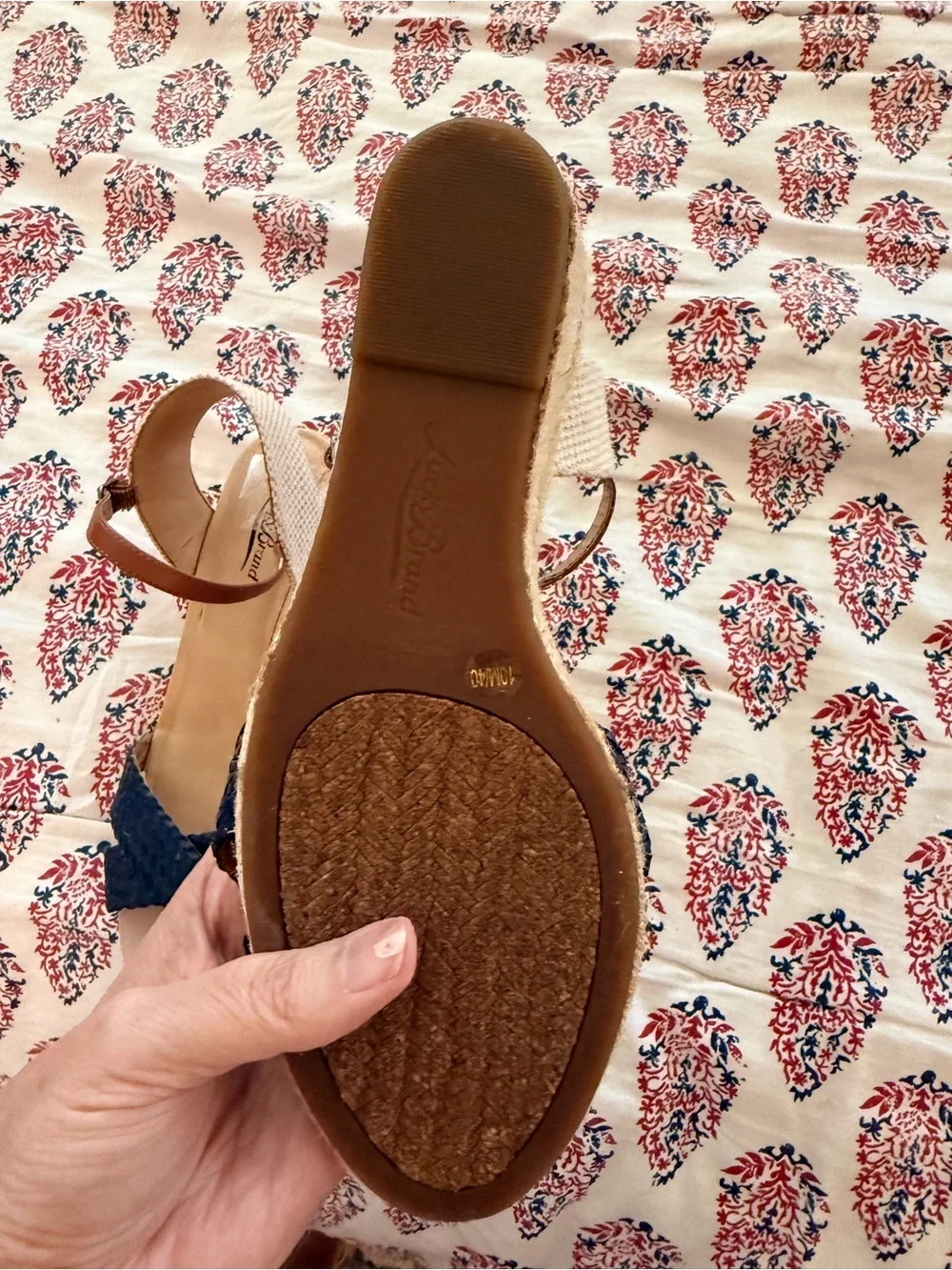 Lucky Brand Women’s Navy Braided Espadrille Wedge Sandals Size 10
